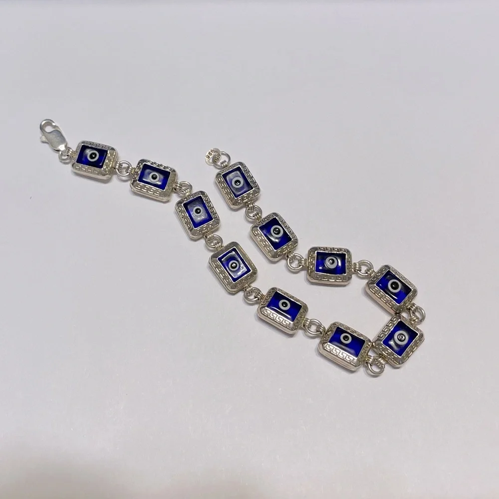 925 Silver Unique Evil Eye Bracelet - Picture 3 of 14